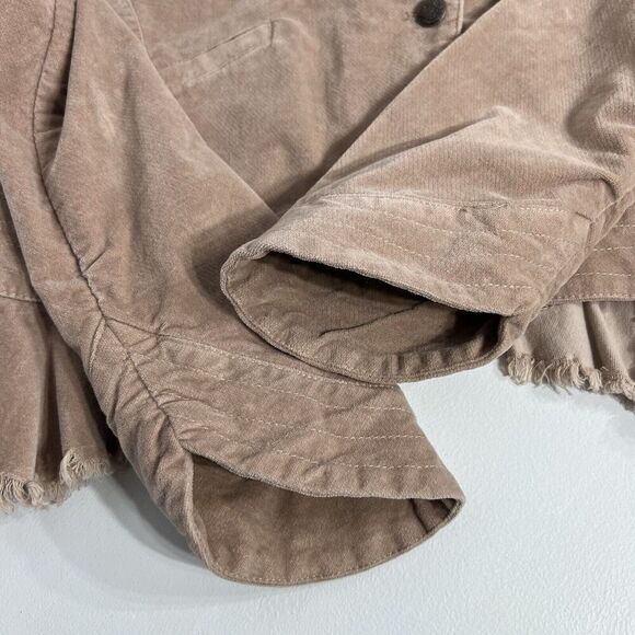 Free People Velvet Military Blazer Womens Small Pink Raw Ruffled Hem Jacket - Picture 7 of 13